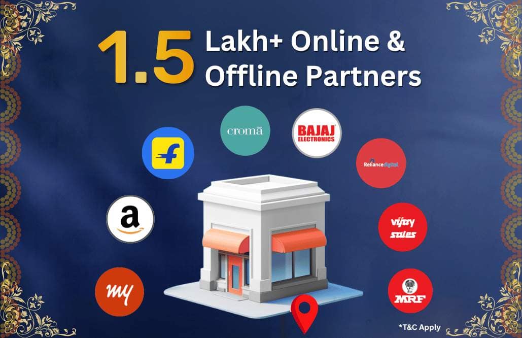 1.5 Lakh+ Online and Offline Partners with Bajaj Insta EMI Card