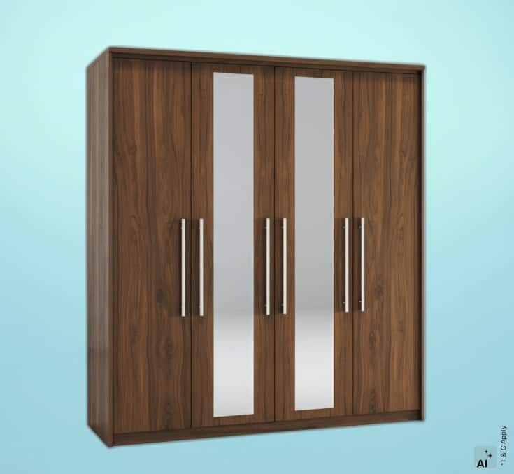 Nilkamal Riva 4 Door Wardrobe with Mirror