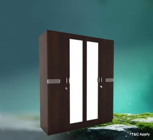 Nilkamal Riva 4 Door Wardrobe with Mirror