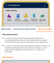 Add a nominee for peace of mind